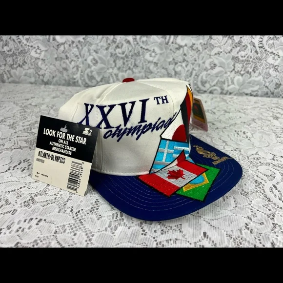 Vintage 1996 Olympics Atlanta STARTER World Flags Snapback Hat NWT Retro - Picture 2 of 8